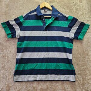 Paul & Shark Yachting Made in Italy Polo Shirt Men's XL Blue Gray Green Stripes